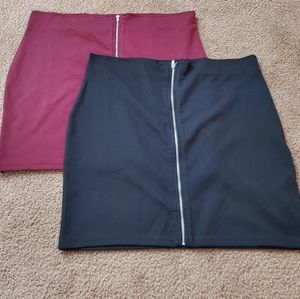 Black Front Zipper Skirt